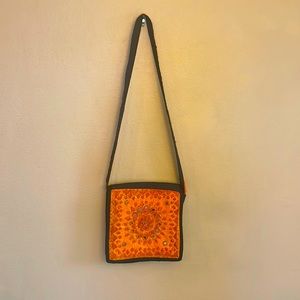 NWOT Nepal mandala orange embroidered shoulder bag